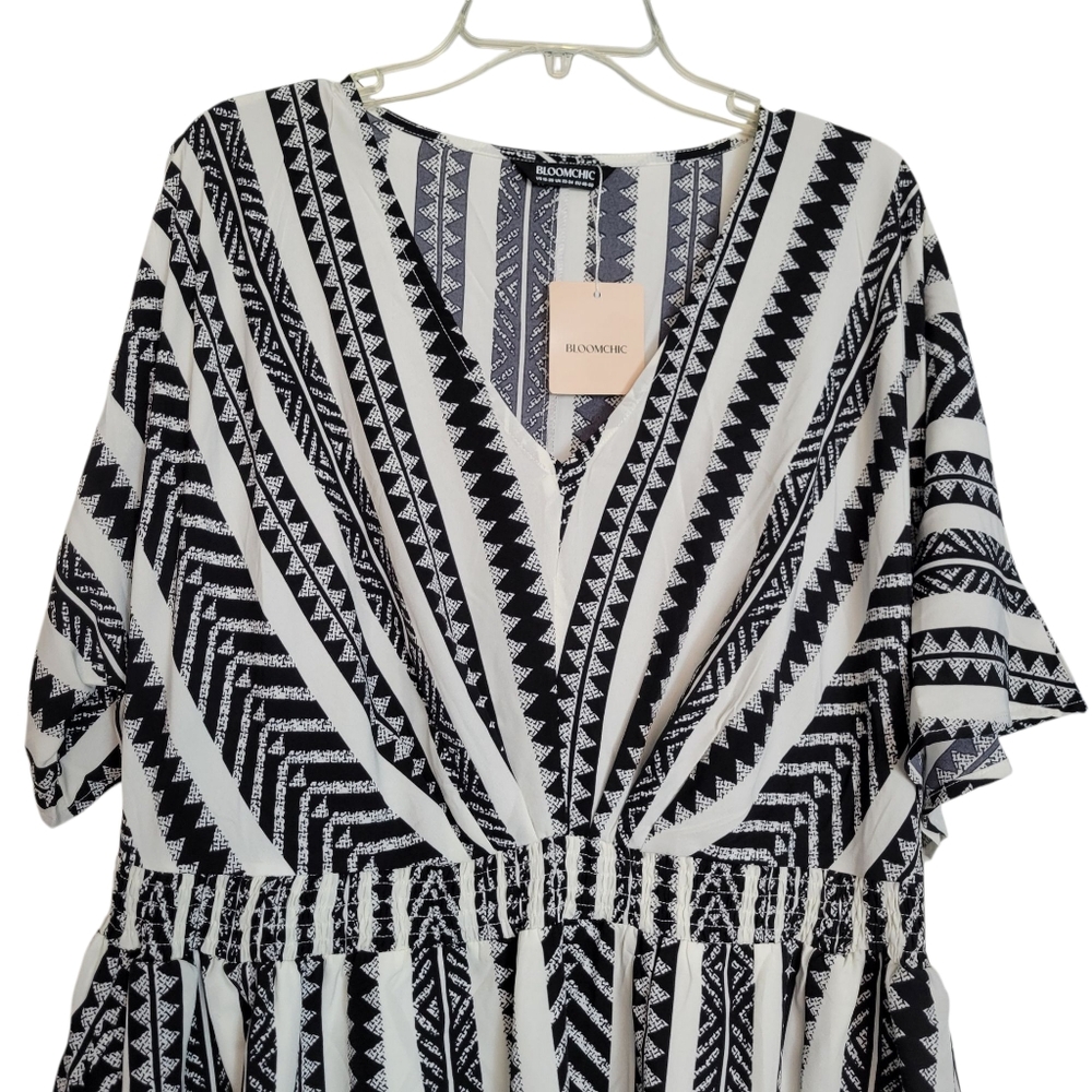 NWT-BloomChic Solid Geometric Dolman Sleeve Pocket Shirred Split Hem Dre… - Picture 8 of 15